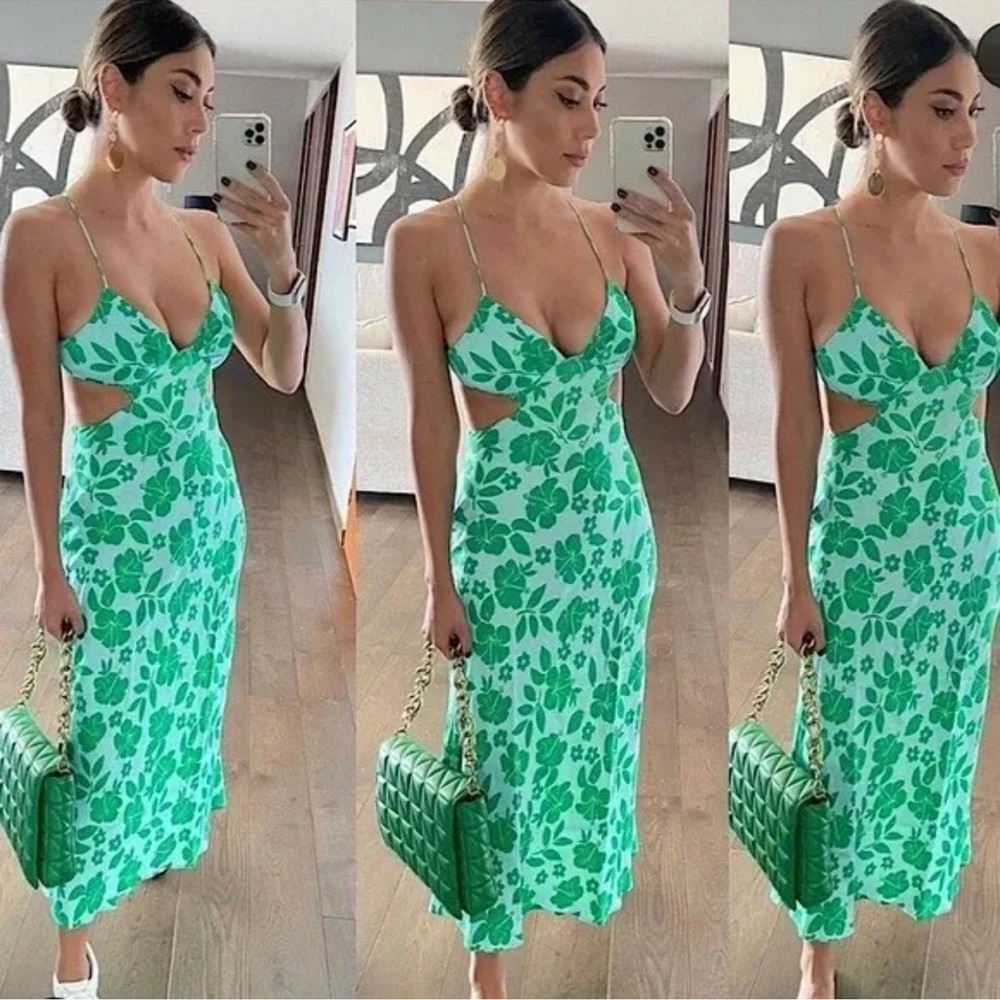 Bloggers Fav cutout flower cutout satin dress